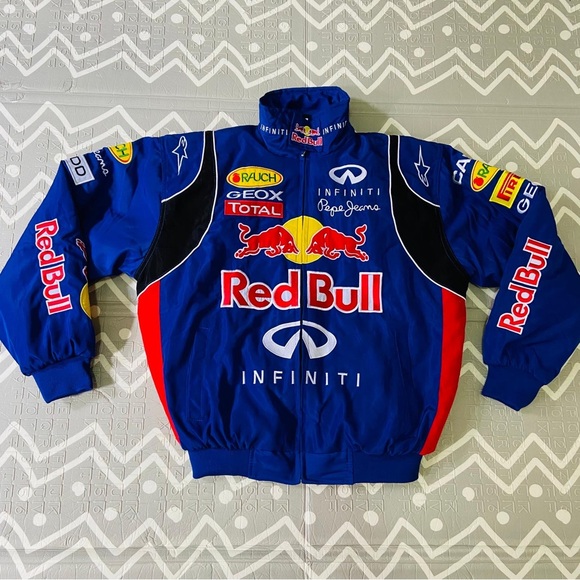 Vintage Red Bull F1 formula 1 embroidered racing graphic blue jacket